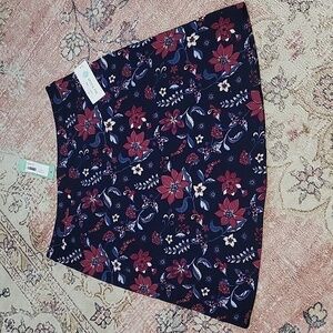Margaret M Blue Lightweight Pull-On Stretchy Floral Skirt Size L
